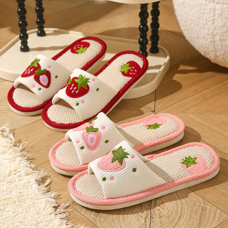 Strawberry Linen Women Slipper - Home Textile ulasan dan harga