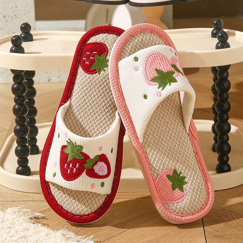 Strawberry Linen Women Slipper - Home Textile ulasan dan harga