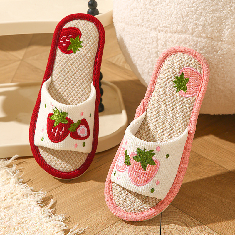 Strawberry Linen Women Slipper - Home Textile ulasan dan harga
